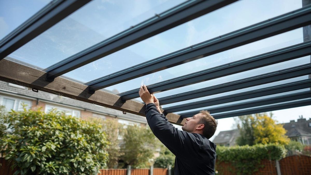 Installing polycarbonate roofing sheets onto a timber pergola frame - DIY installation guide