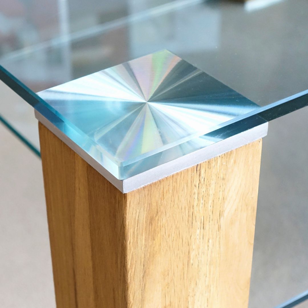 Close up of clear polycarbonate garden table top