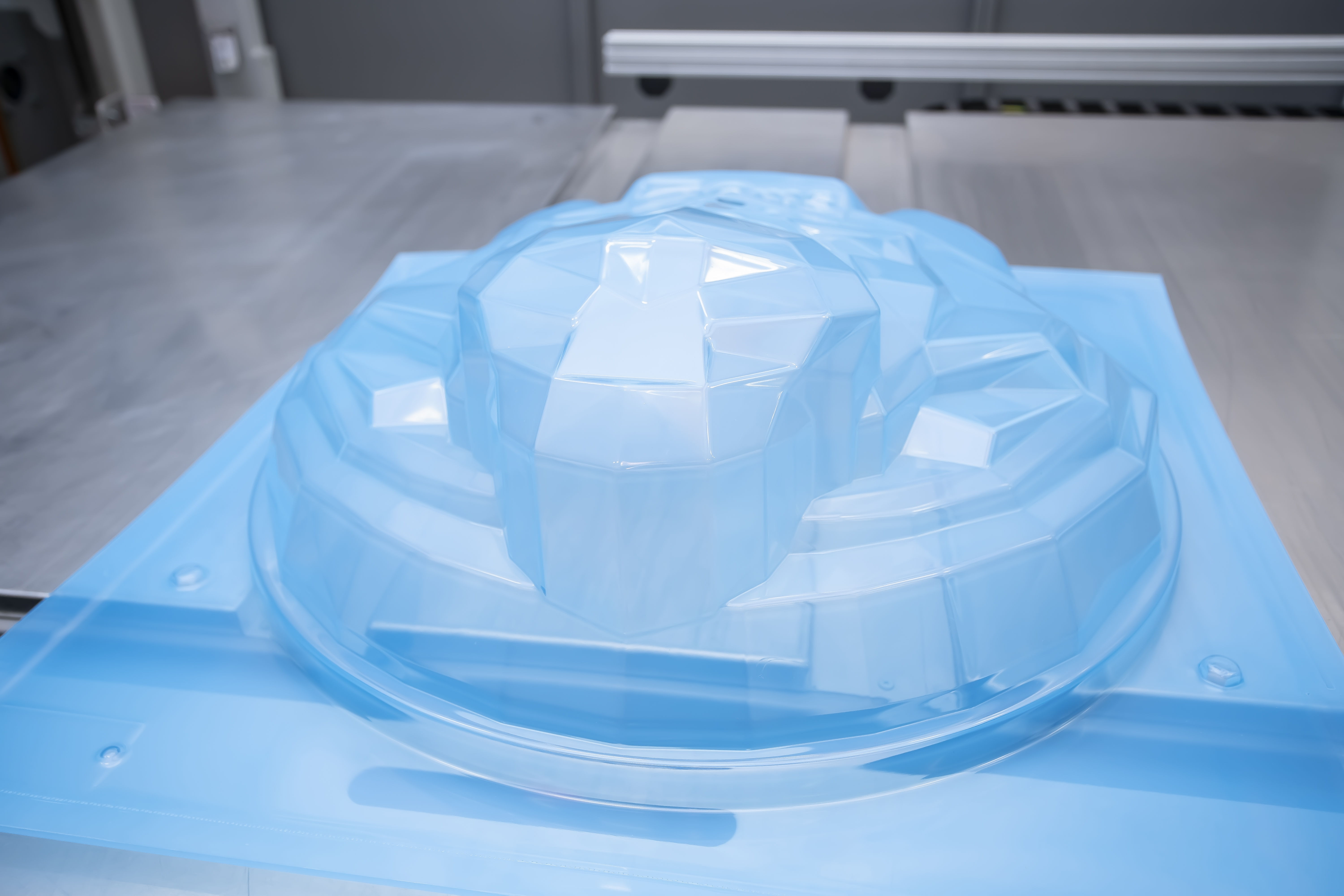 PETg sheet thermoformed into complex dome shape